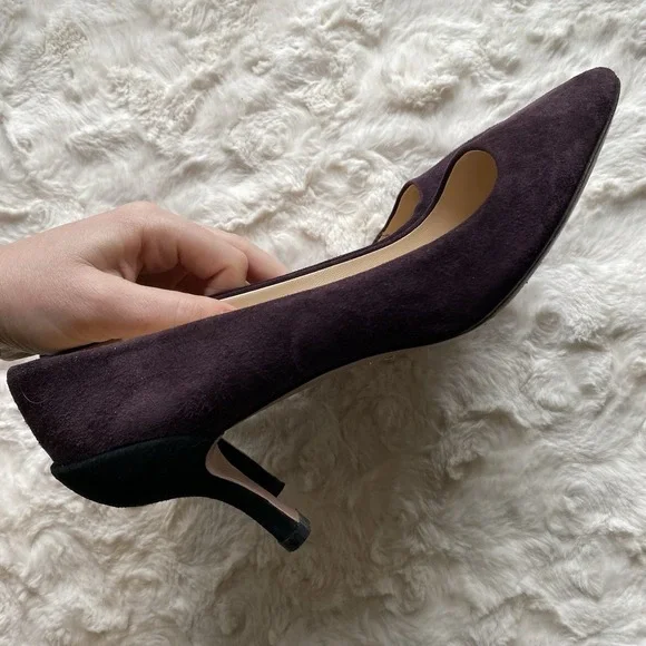 Prada Purple Suede Kitten Heel Pumps Size 38 US 7.5 Pointed Toe Luxury Italian - Picture 7 of 12